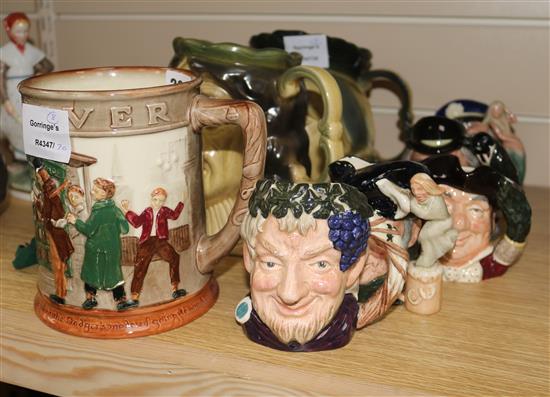 Five Royal Doulton Toby jugs and two large Toby jugs 10-16cm
